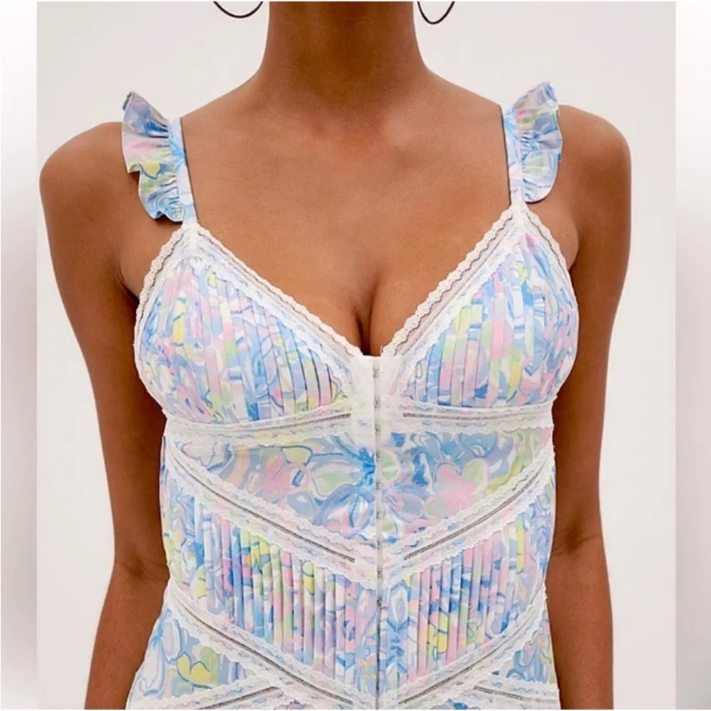 For Love And Lemons Midsummer Floral Mini Slip Dress In Medium - Picture 9 of 10